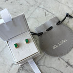 Cargar imagen en el visor de la galería, Aretes rectangulares de esmeralda con diamantes
