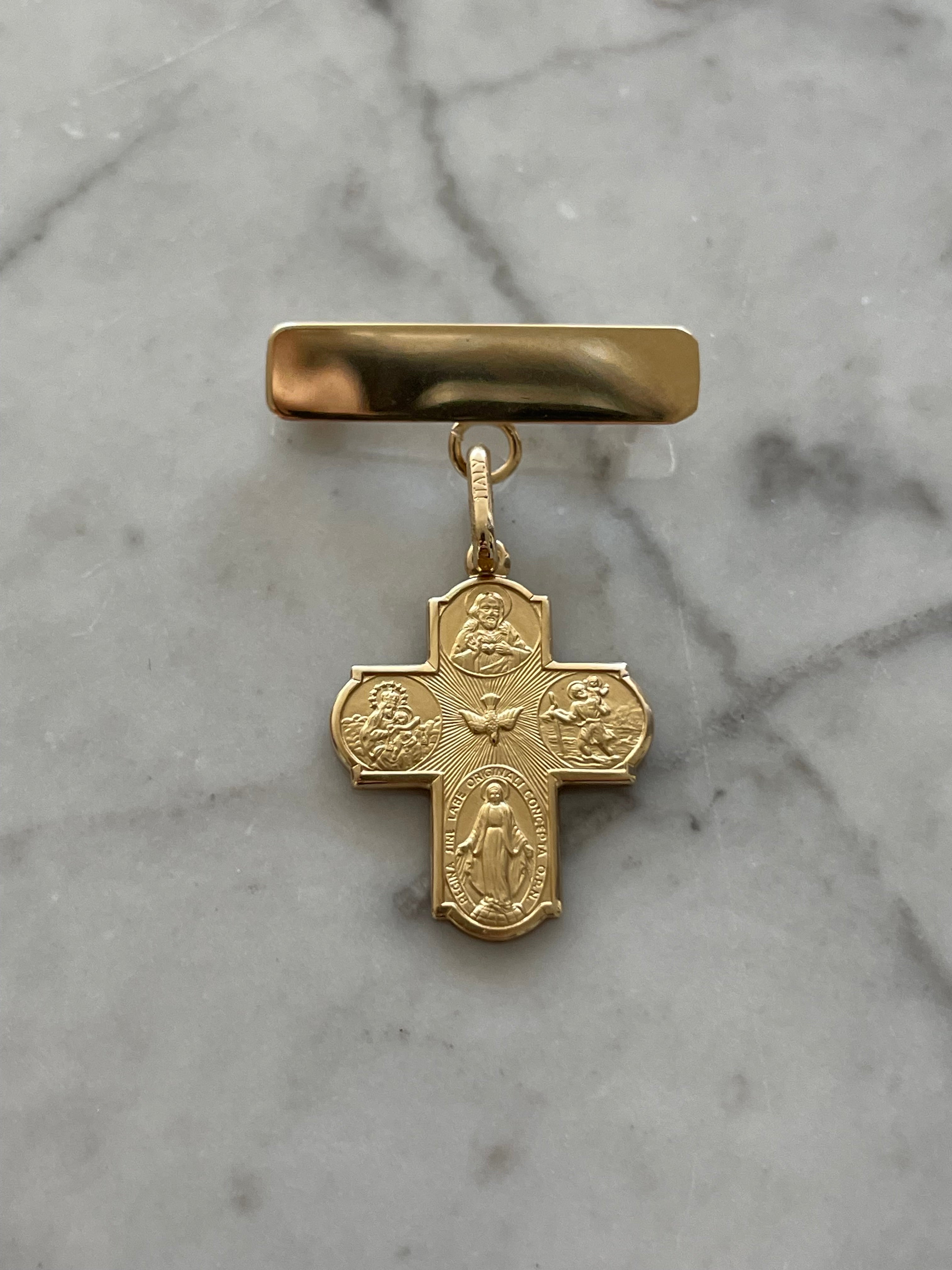 Barra con Cruz Escapulario  - Oro 14k