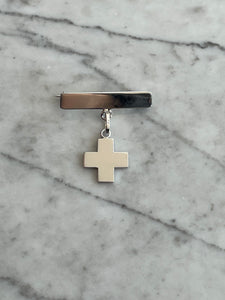 Barra con Cruz Suiza Plana - Oro Blanco 14k