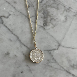 Cadena Medalla VG en Plata & Bisel Oro