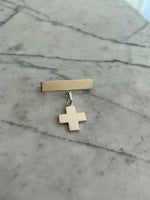 Cargar imagen en el visor de la galería, Barra con Cruz Suiza Plana - Oro Blanco 14k
