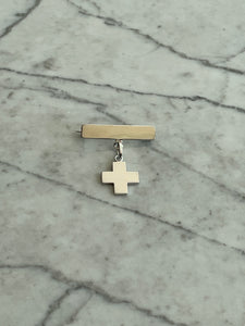 Barra con Cruz Suiza Plana - Oro Blanco 14k
