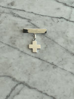 Cargar imagen en el visor de la galería, Barra con Cruz Suiza Plana - Oro Blanco 14k
