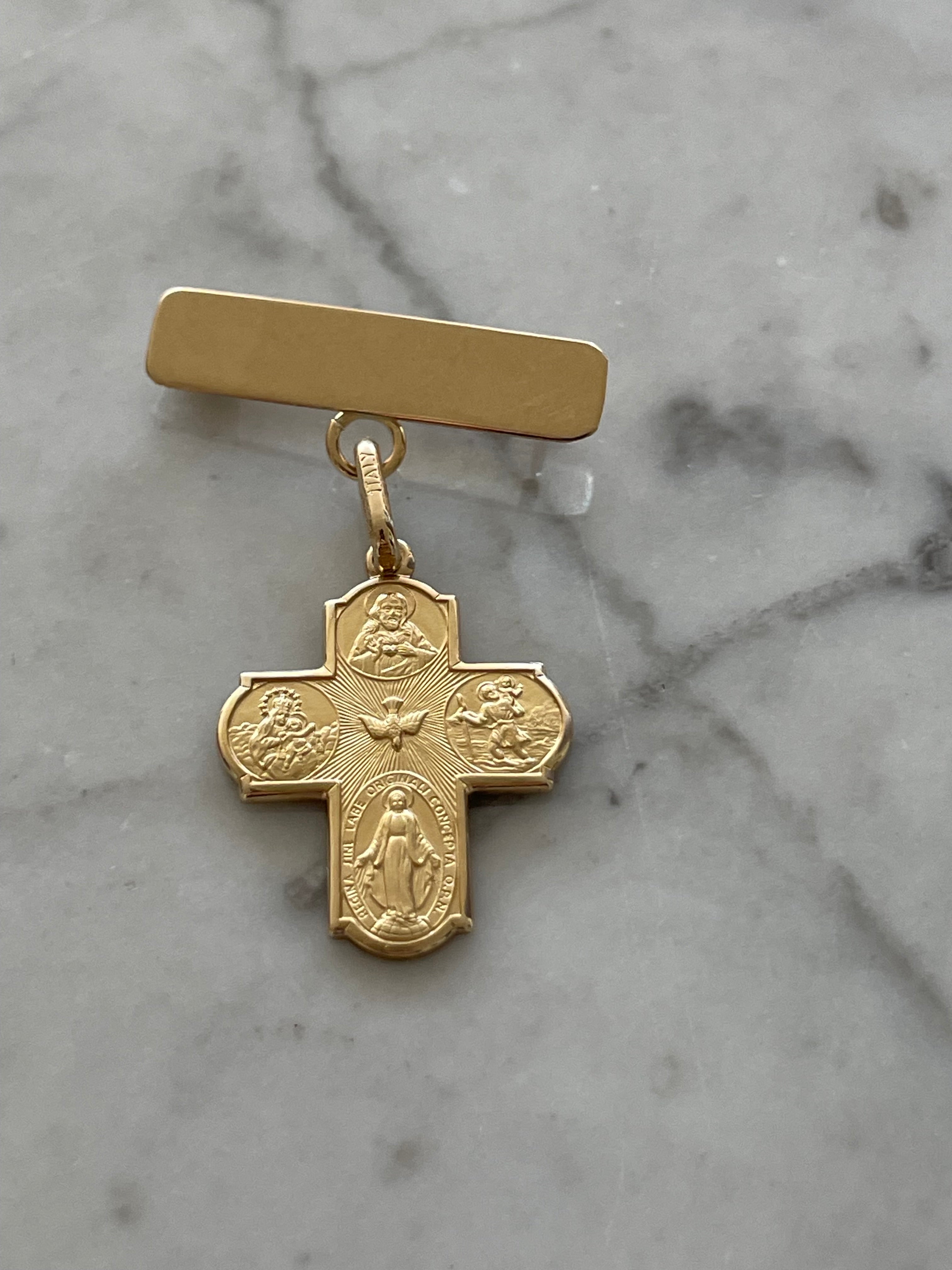 Barra con Cruz Escapulario  - Oro 14k