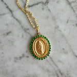 Cargar imagen en el visor de la galería, Medalla Virgen de Guadalupe con esmeraldas
