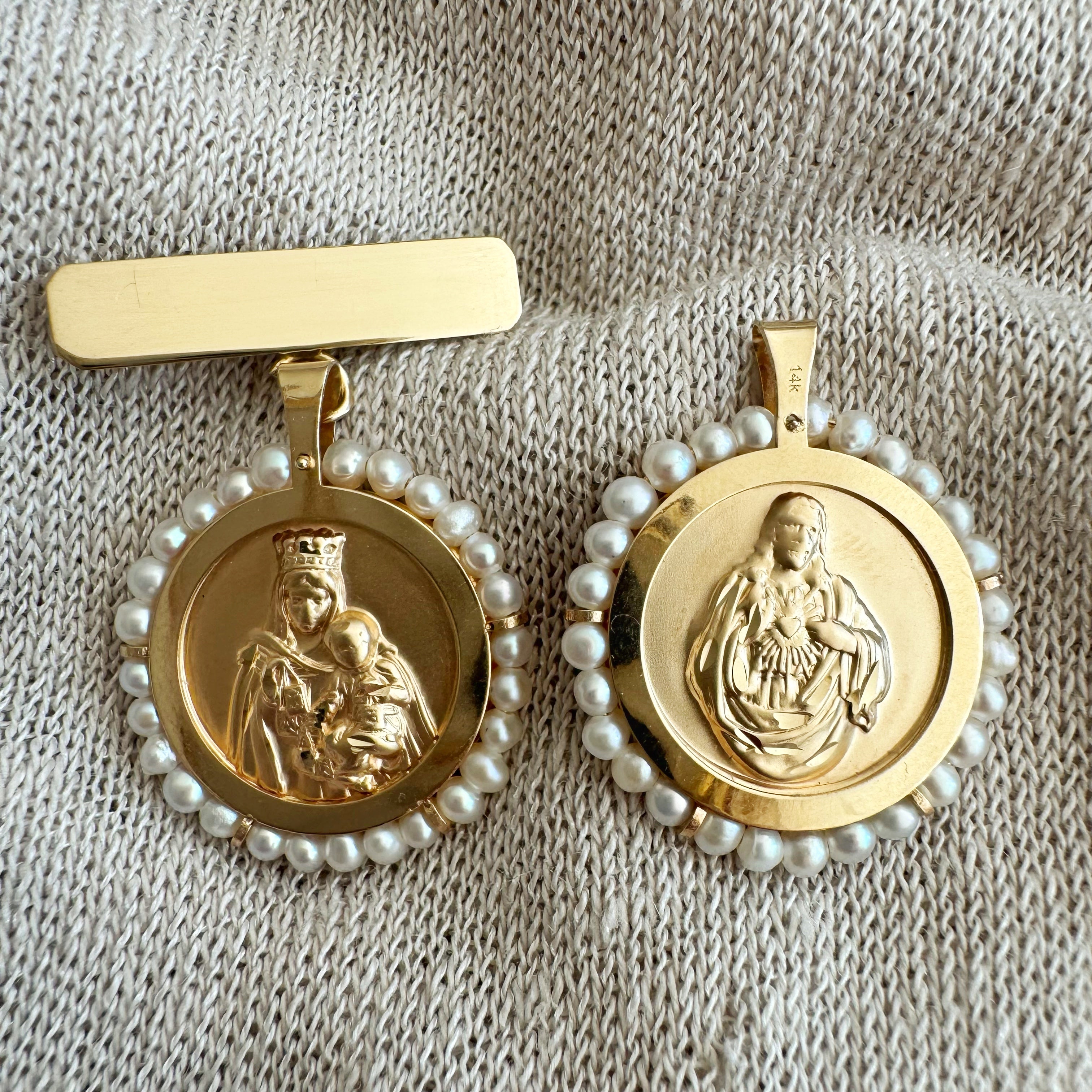 Barra con Escapulario con perlas