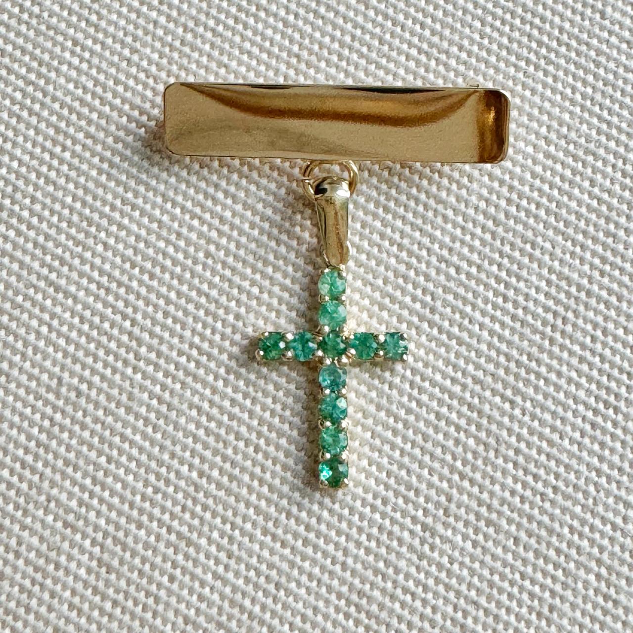 Barra con Cruz oro y esmeraldas