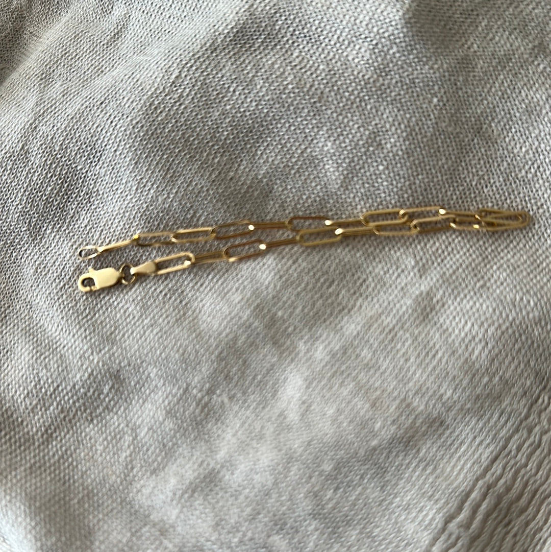 Pulsera Paper Clip  de Oro Adulto 14k