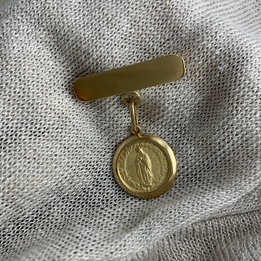 Barra con Medalla Biselada Mediana - Oro 14k