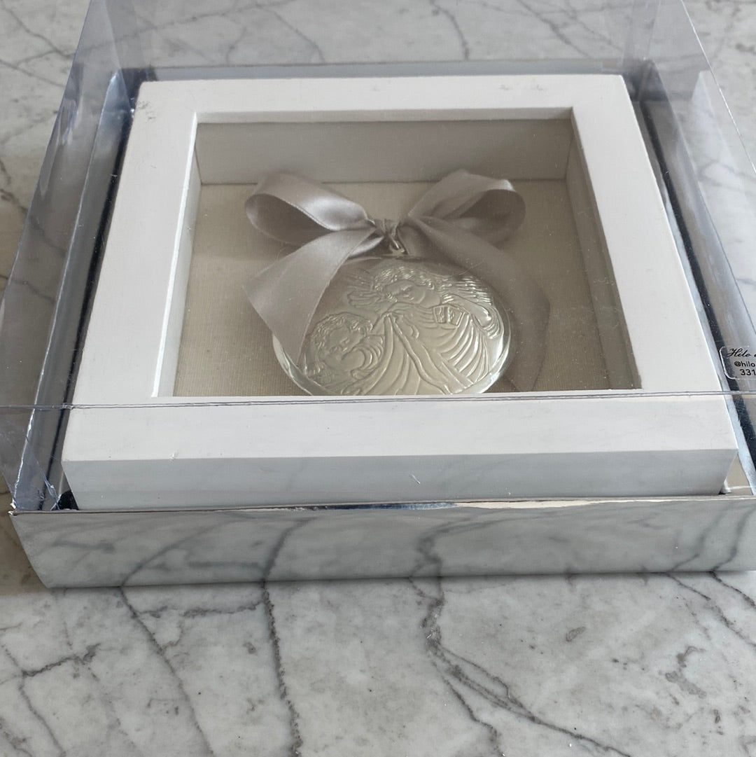 Marco con Medallón Angel 8cm- Baño de Plata