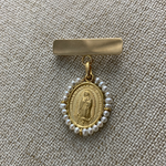 Cargar imagen en el visor de la galería, Barra con Virgen de Guadalupe Ovalada - Oro 14k &amp; Perlas
