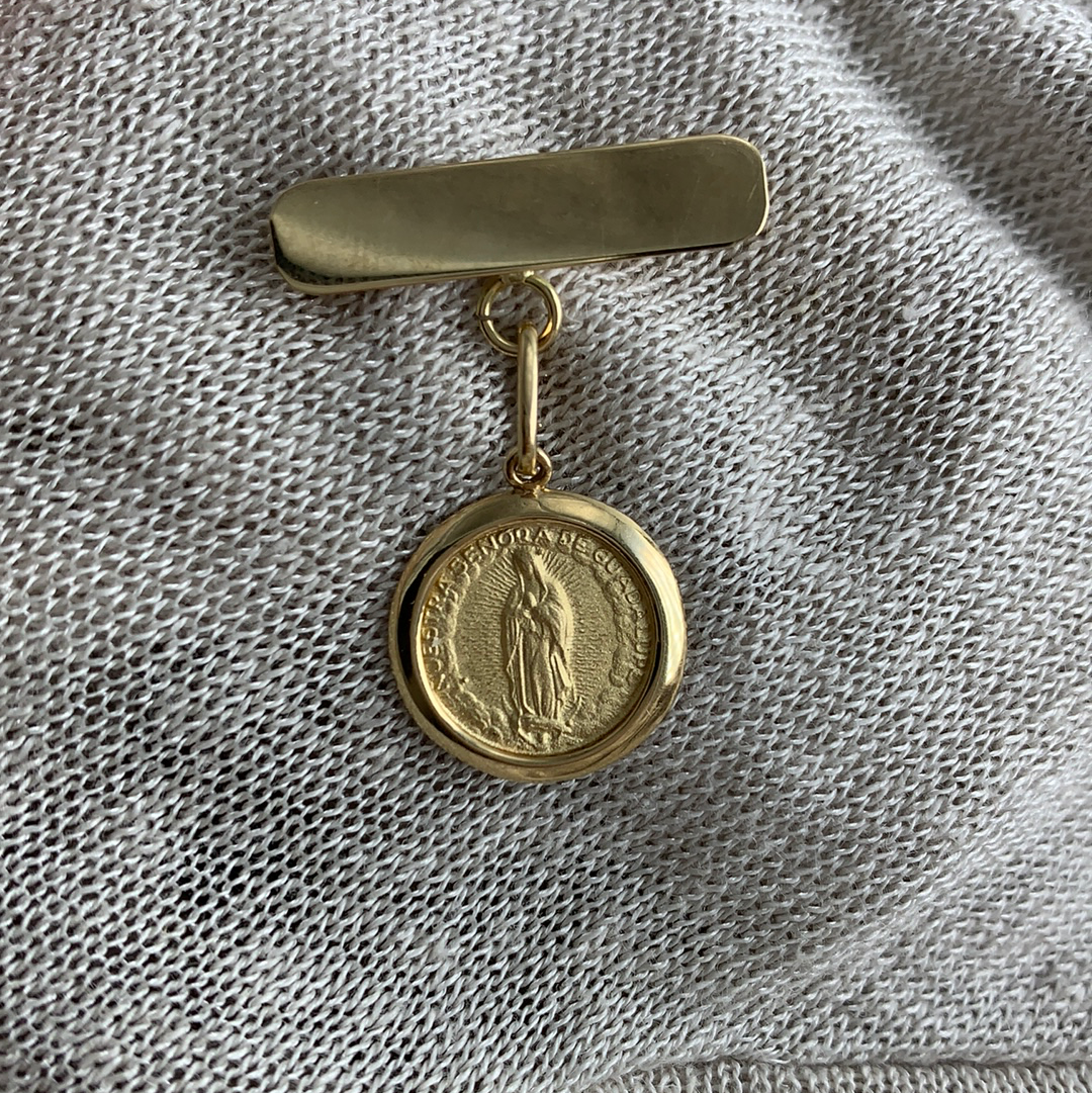 Barra con Medalla Biselada Mediana - Oro 14k